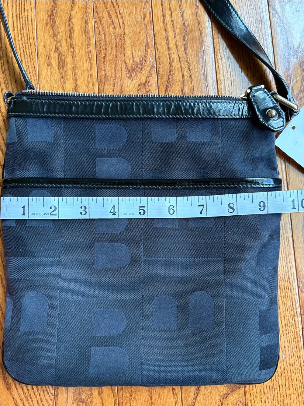 ✨ VINTAGE BALLY Classic Monogram Crossbody Sacoche Bag Black Canvas & Patent ✨ - Picture 13 of 14